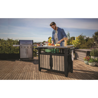 Keter grilovací stolek Deco Unity XL jasan